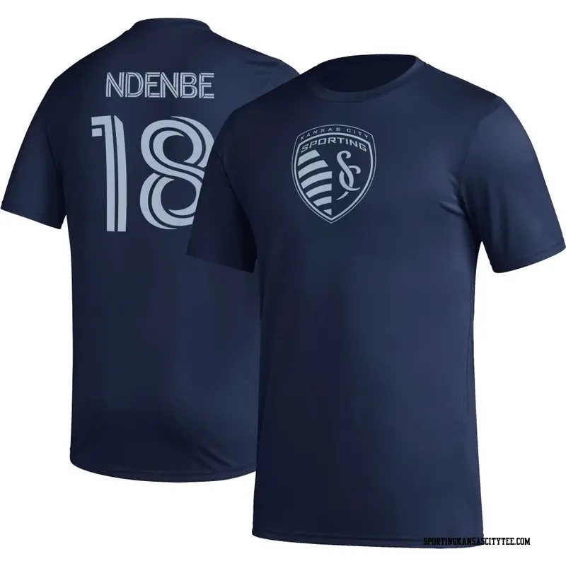 Men's Sporting Kansas City ＃18 Logan Ndenbe Navy Name & Number Icon T-Shirt