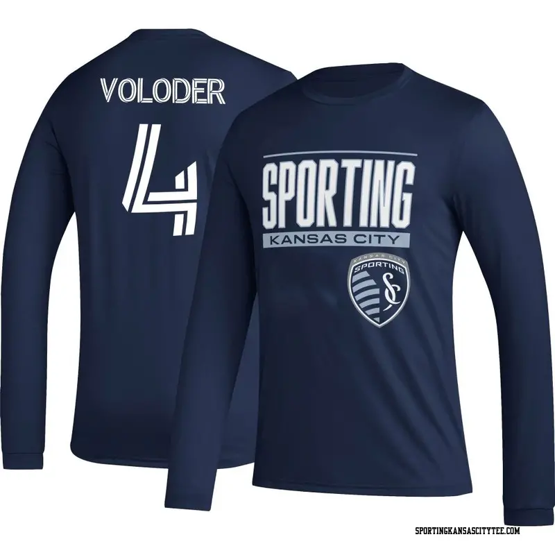 Men's Sporting Kansas City ＃4 Robert Voloder Navy Name & Number Club Long Sleeve T-Shirt