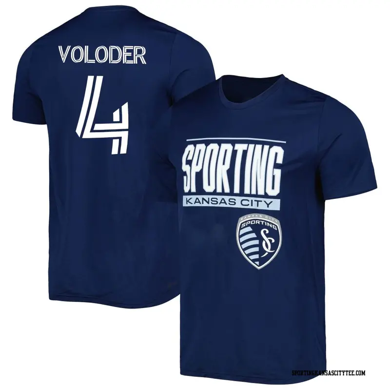 Men's Sporting Kansas City ＃4 Robert Voloder Navy Name & Number Club Performance T-Shirt