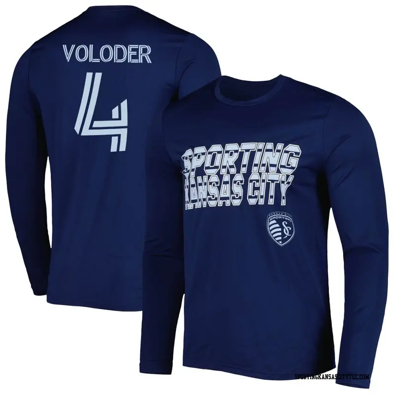Men's Sporting Kansas City ＃4 Robert Voloder Navy Name & Number Hook Long Sleeve T-Shirt