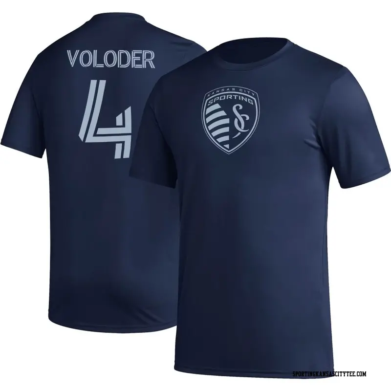 Men's Sporting Kansas City ＃4 Robert Voloder Navy Name & Number Icon T-Shirt