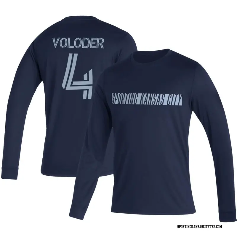 Men's Sporting Kansas City ＃4 Robert Voloder Navy Name & Number Vintage Long Sleeve T-Shirt