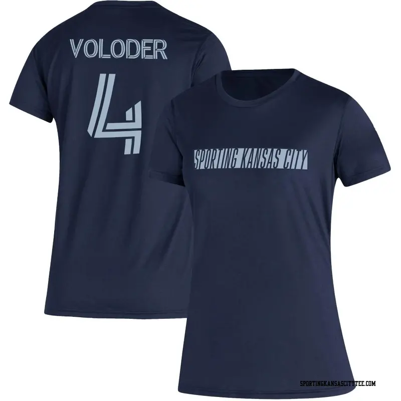 Women's Sporting Kansas City ＃4 Robert Voloder Navy Name & Number Vintage T-Shirt
