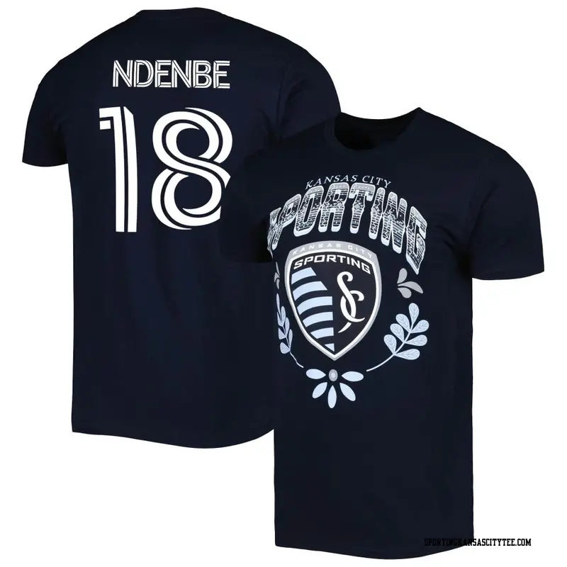 Youth Sporting Kansas City ＃18 Logan Ndenbe Navy Name & Number Serape T-Shirt