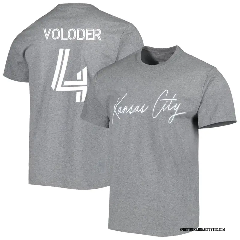 Youth Sporting Kansas City ＃4 Robert Voloder Gray Name & Number City T-Shirt