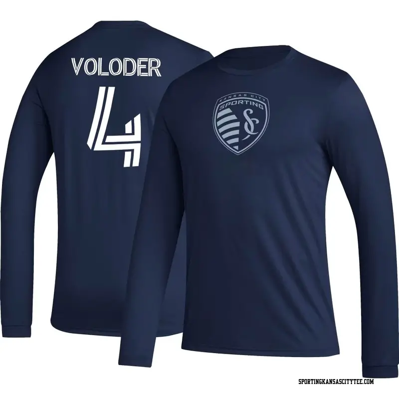 Youth Sporting Kansas City ＃4 Robert Voloder Navy Icon Name & Number Long Sleeve T-Shirt