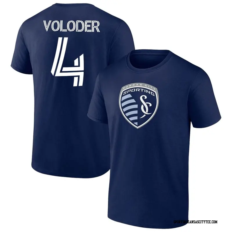 Youth Sporting Kansas City ＃4 Robert Voloder Navy Name & Number T-Shirt