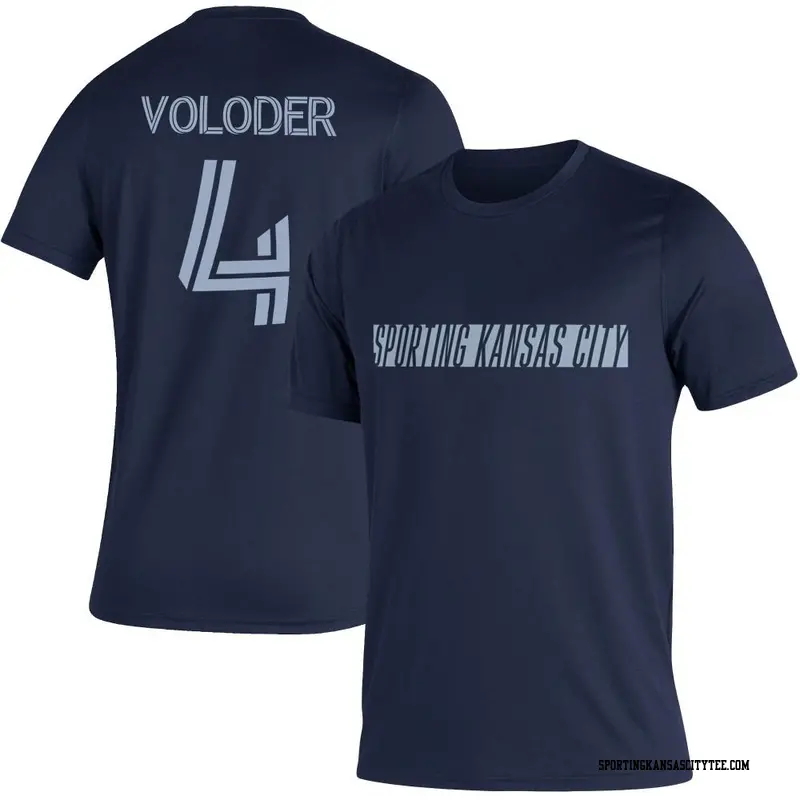 Youth Sporting Kansas City ＃4 Robert Voloder Navy Name & Number Vintage T-Shirt